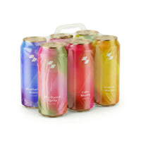 Set of colorful cans with different flavors on a white background (6-Pack)