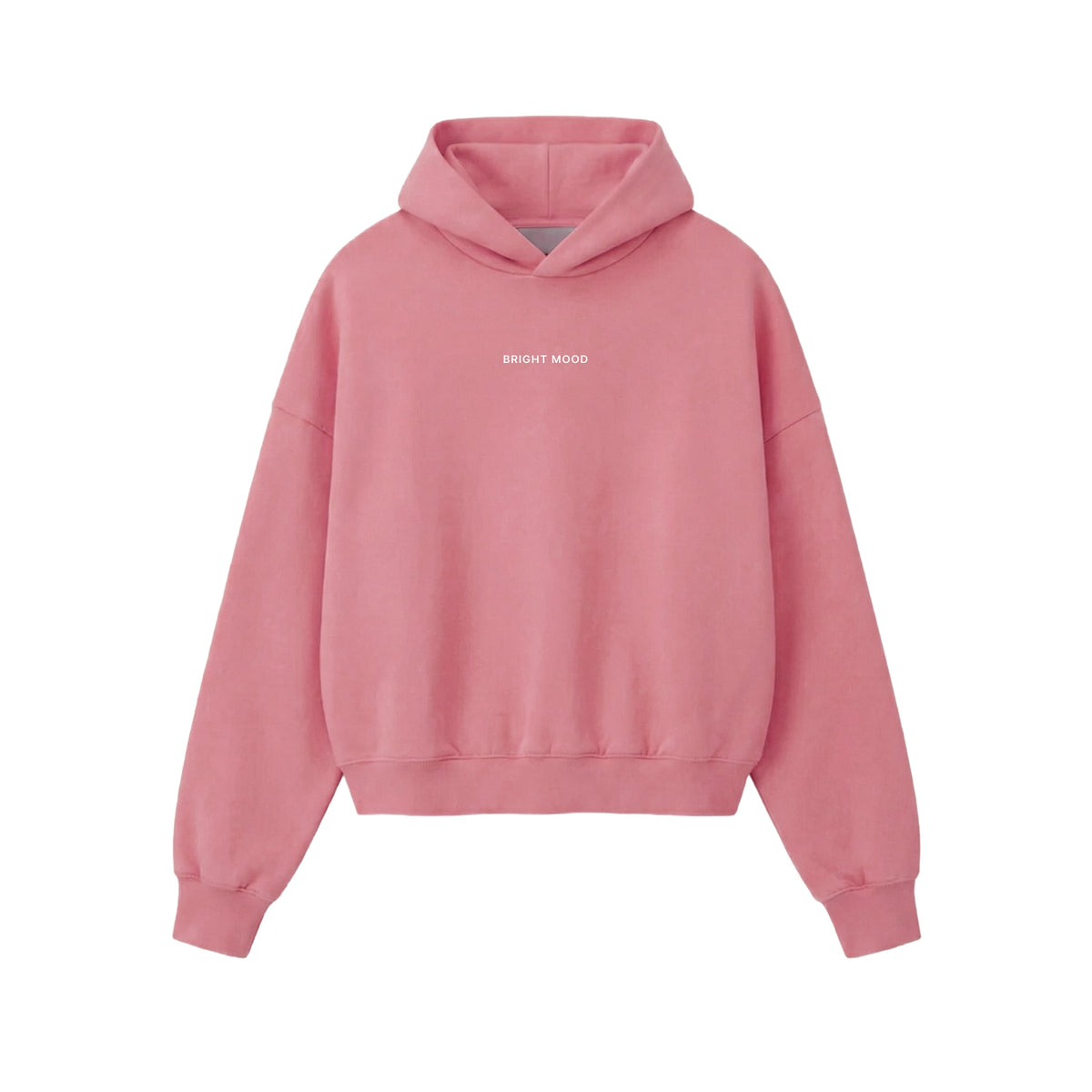 Red hoodie with 'BRIGHT MOON' text on a white background (Red)