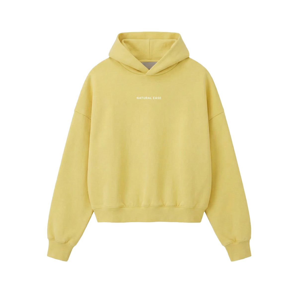 Yellow hoodie with a brand logo on a white background (Yellow)