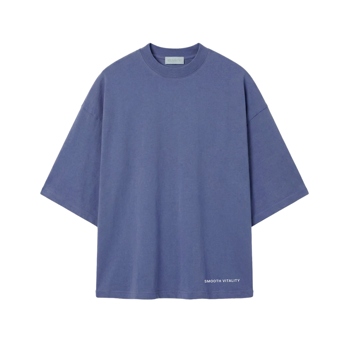 Blue t-shirt with 'SMOOTH VITALITY' text on a white background (Blue)