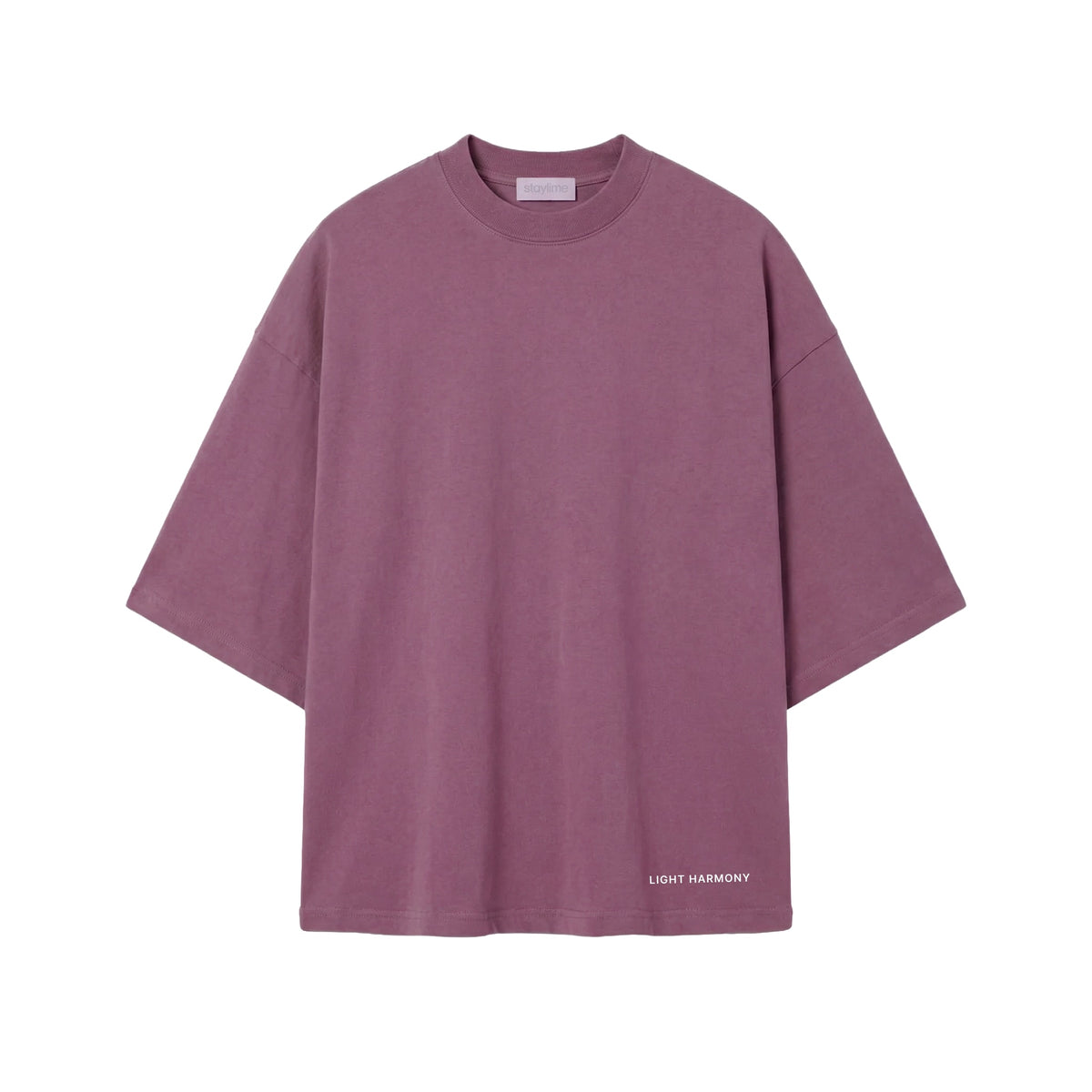 Purple t-shirt with 'LIGHT HARMONY' branding on a white background (Violet)