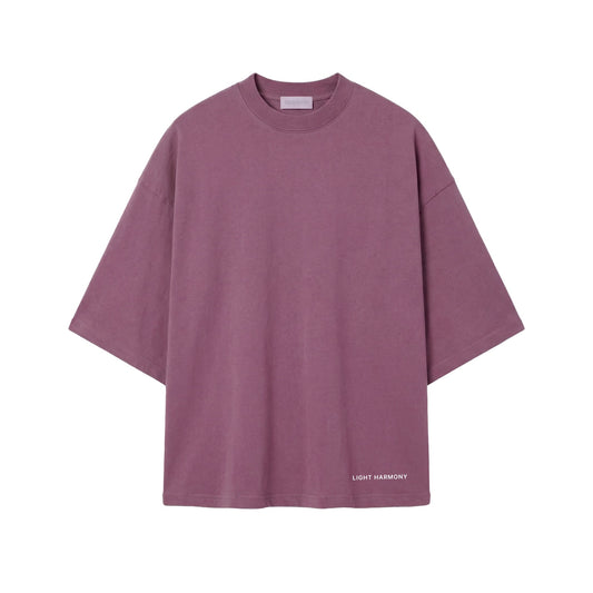 Purple t-shirt with 'LIGHT HARMONY' branding on a white background (Violet)