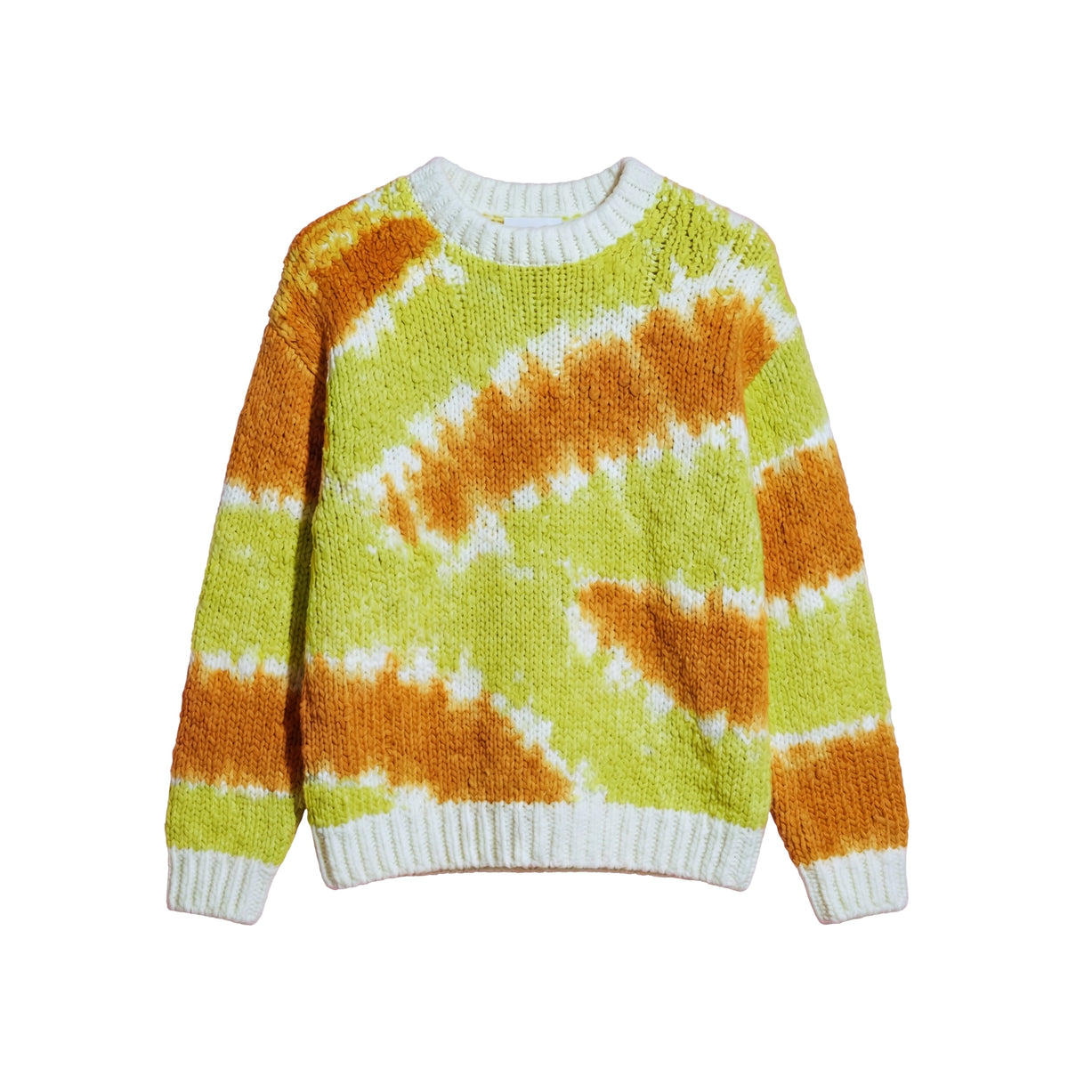 Tie-dye sweater with orange and green pattern on a white background (Yellow)