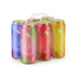 Set of colorful cans with different flavors on a white background (6-Pack)