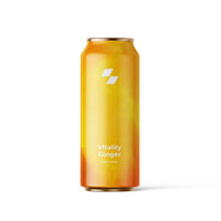 Orange can of 'Vitality Ginger' on a white background (16 oz / 500 ml)