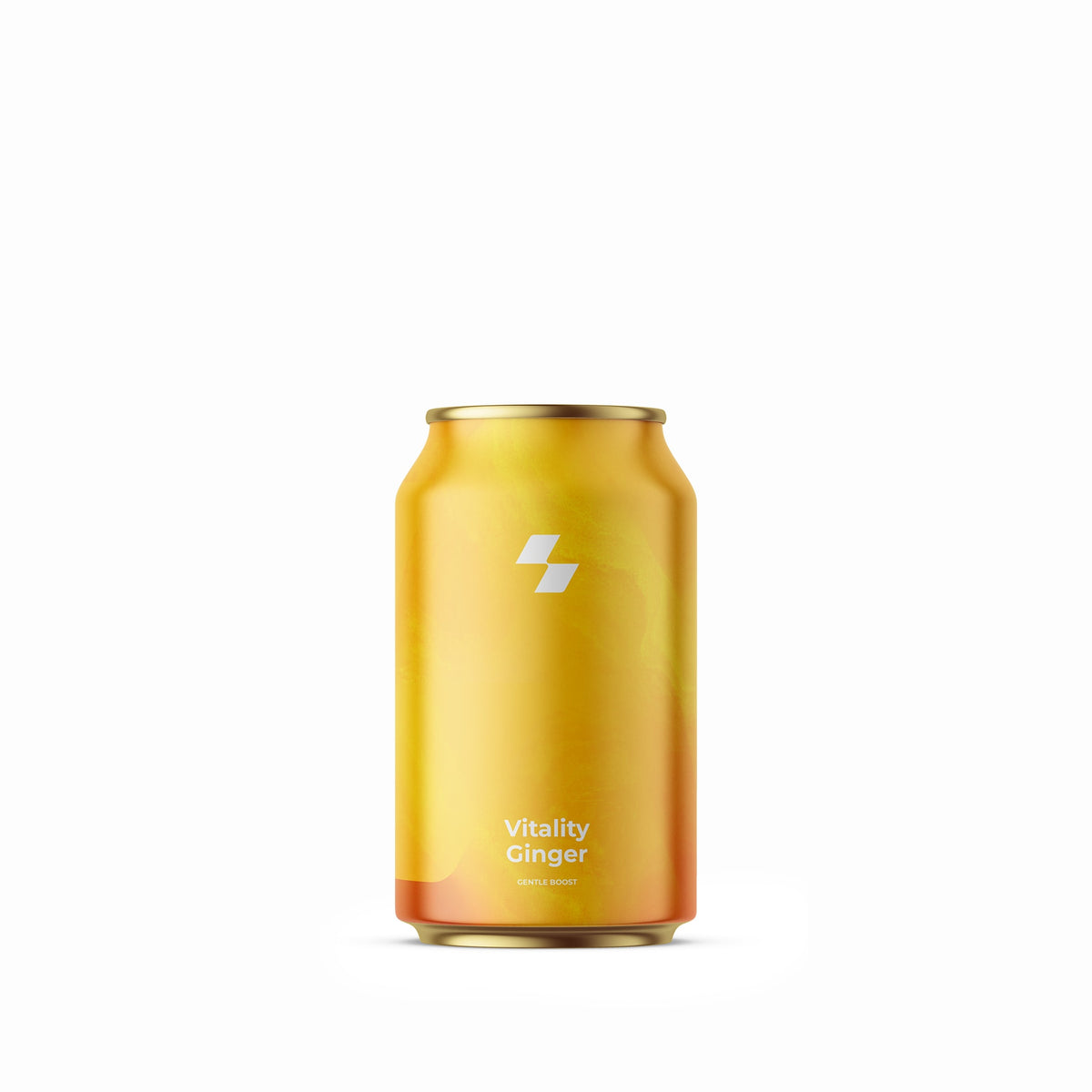 Gold can with 'Vitality Ginger' text on a white background (12 oz / 330 ml)